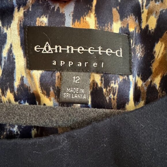 Connected Apparel Navy Blue Tiered Dress - Size 12 - Picture 4 of 5